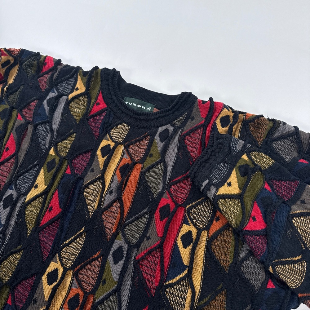 Vintage Tundra Canada 3D Knit Sweater XXL 2XL Mercerized Cotton Textured 90s Big